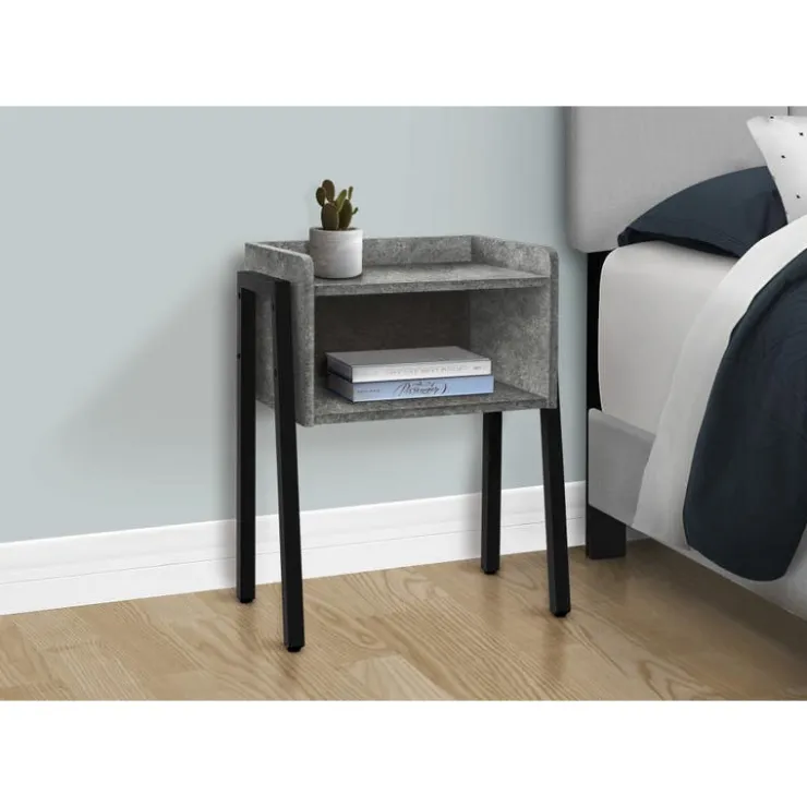 Monarch Side table / nightstand - tray top / 1 storage cubby / rectangular - 23"h - g - Grey Clearance