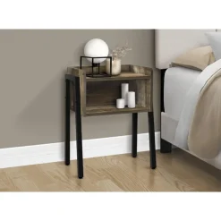 Monarch Side table / nightstand - tray top / 1 storage cubby / rectangular - 23"h - b - Brown Hot