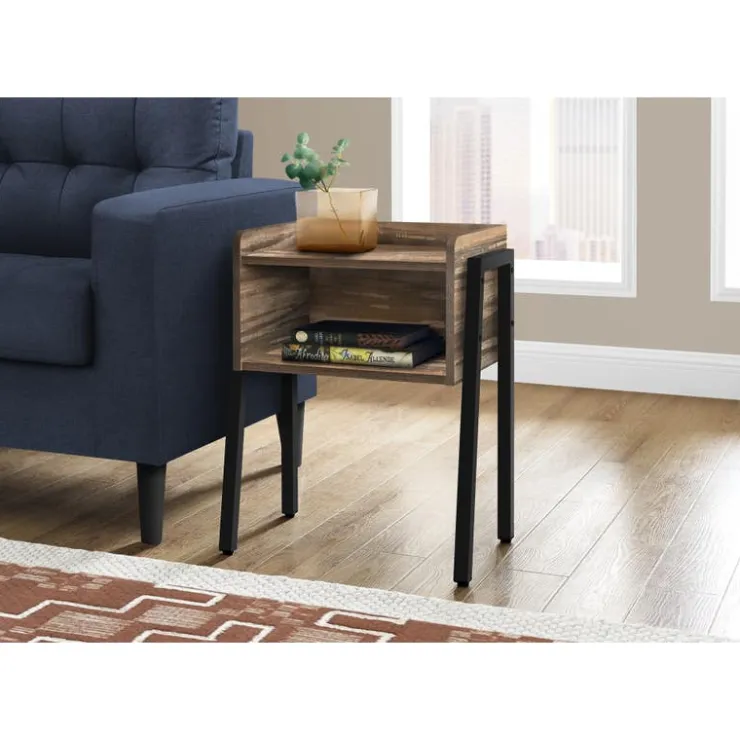 Monarch Side table / nightstand - tray top / 1 storage cubby / rectangular - 23"h - b - Brown Hot