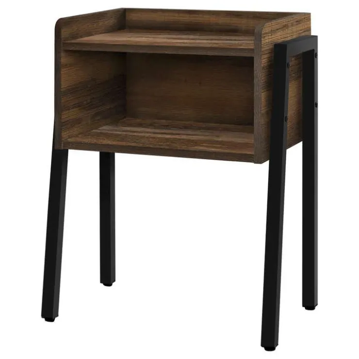 Monarch Side table / nightstand - tray top / 1 storage cubby / rectangular - 23"h - b - Brown Hot