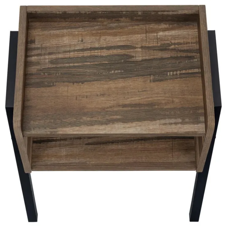 Monarch Side table / nightstand - tray top / 1 storage cubby / rectangular - 23"h - b - Brown Hot