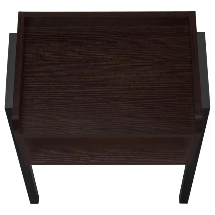 Monarch Side table / nightstand - tray top / 1 storage cubby / rectangular - 23"h - e - Espresso Clearance
