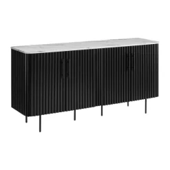 Monarch Sideboard Buffet Cabinet with Faux Marble Top WHITE Outlet