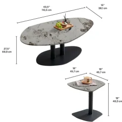 Sintered Stone Nesting Table Set Grey/Black Outlet