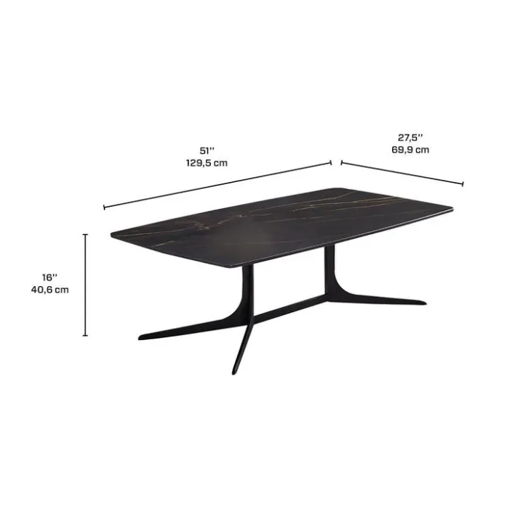 Sintered Stone Rectangular Coffee Table Black New