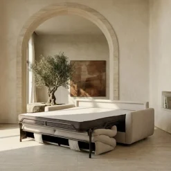 Sleeper Sofa with Steel Frame Cream Outlet