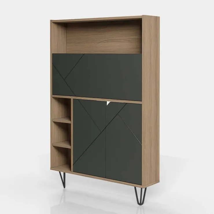 Nexera Slim Secretary Desk, Nutmeg And Charcoal Grey - Brown and Grey Discount