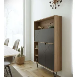 Nexera Slim Secretary Desk, Nutmeg And Charcoal Grey - Brown and Grey Discount