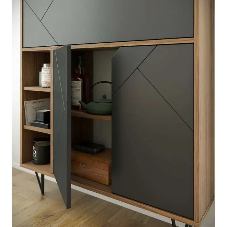 Nexera Slim Secretary Desk, Nutmeg And Charcoal Grey - Brown and Grey Discount