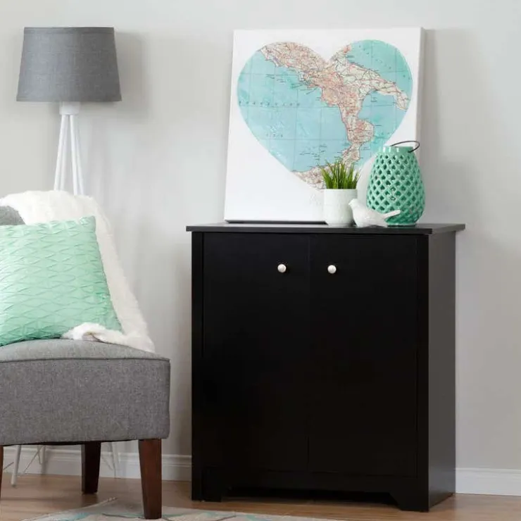 Meubles South Shore Small 2-Door Storage Cabinet - South Shore PURE BLACK Outlet