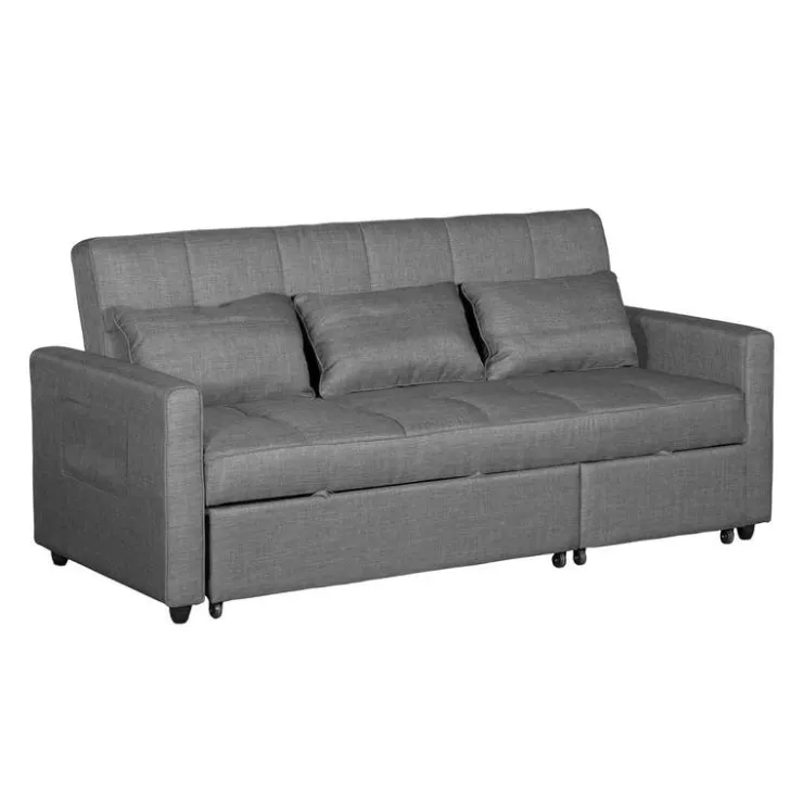 Sofa Bed with Side Storage Pockets Grey Online