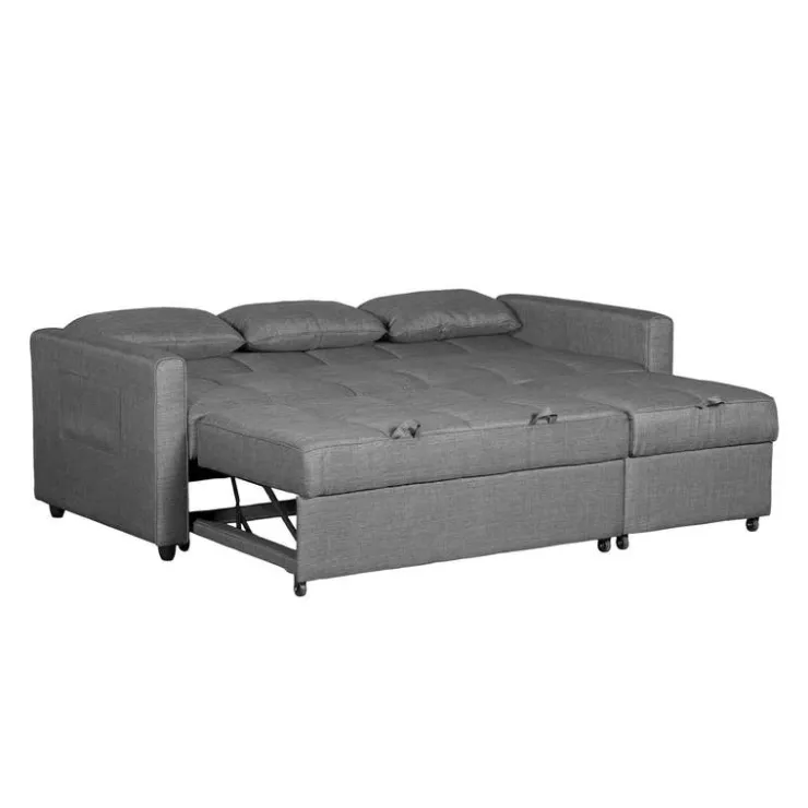 Sofa Bed with Side Storage Pockets Grey Online