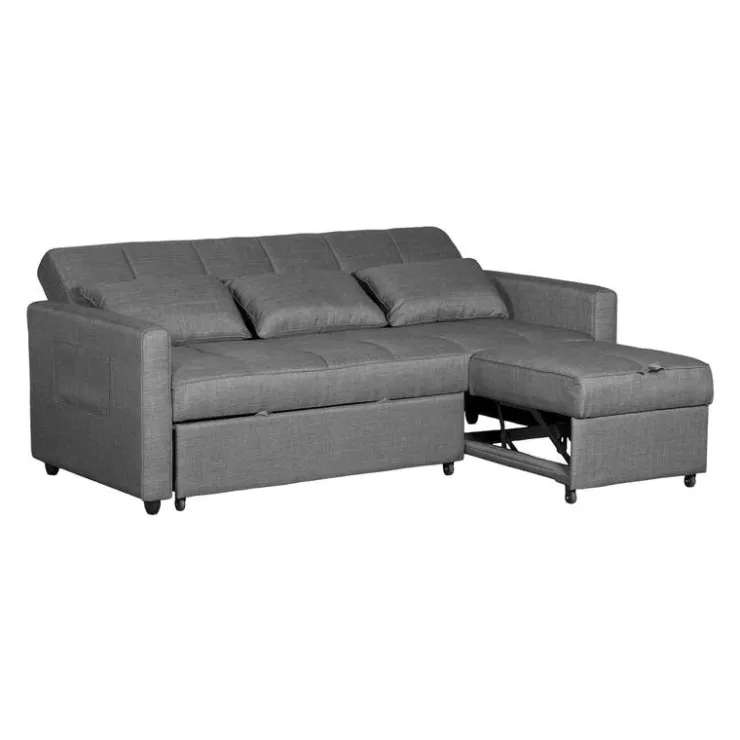 Sofa Bed with Side Storage Pockets Grey Online