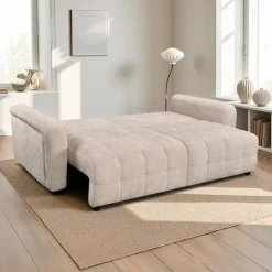 Sofa Bed with Under-Seat Storage - Beige Outlet