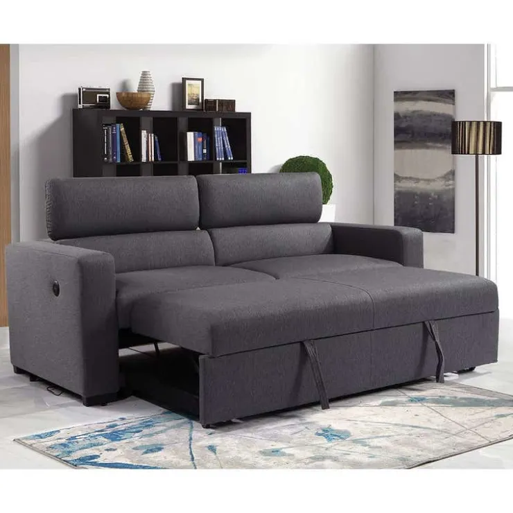 Sofa Bed with USB Port and Adjustable Headrests Grey Sale