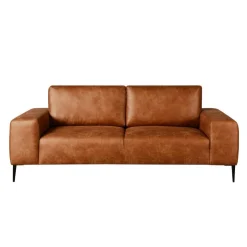 Sofa with Deep Seats and Square Armrests Brown