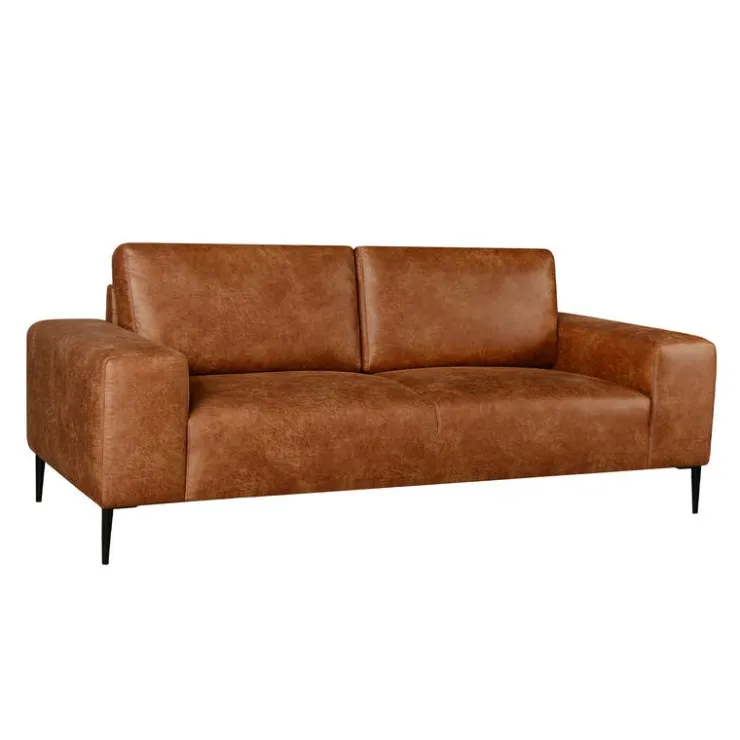 Sofa with Deep Seats and Square Armrests Brown