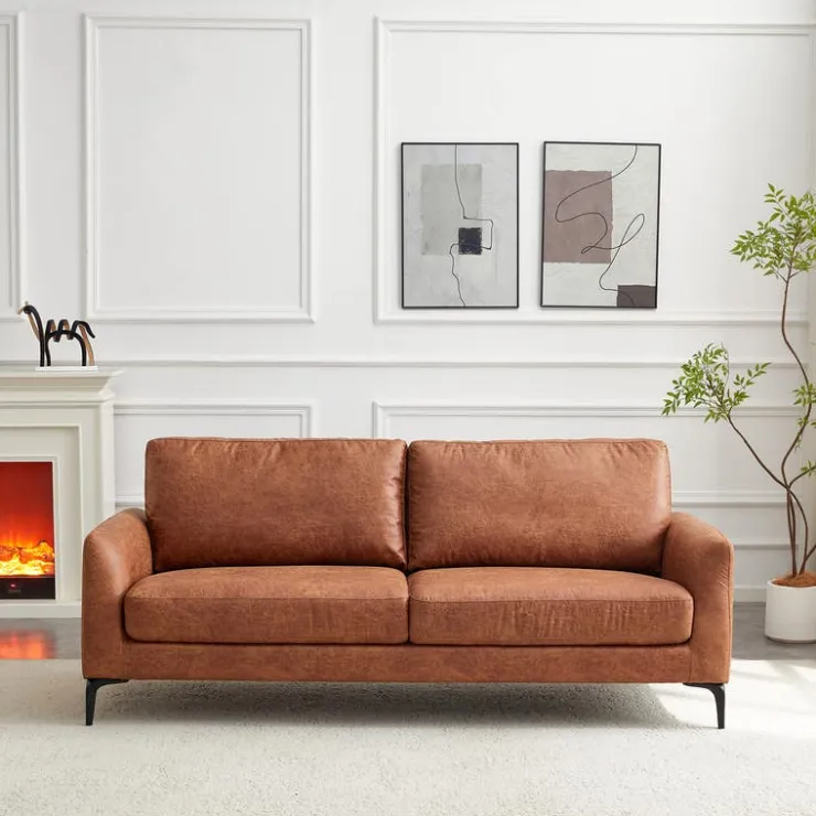 Sofa with Tapered Legs Brown Clearance