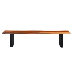 Solid Wood Bench Natural sheesham and black metal Clearance