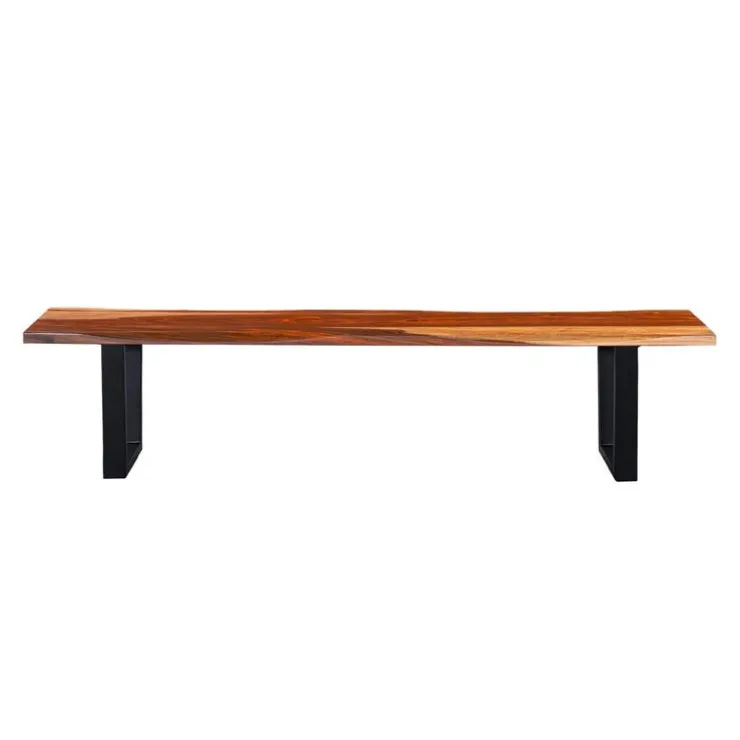 Solid Wood Bench Natural sheesham and black metal Clearance