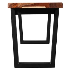 Solid Wood Bench Natural sheesham and black metal Clearance