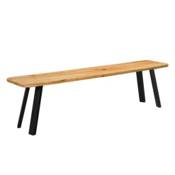 Solid Wood Bench Acacia natural and black metal Hot