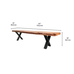 Solid Wood Bench - 84" Acacia Discount