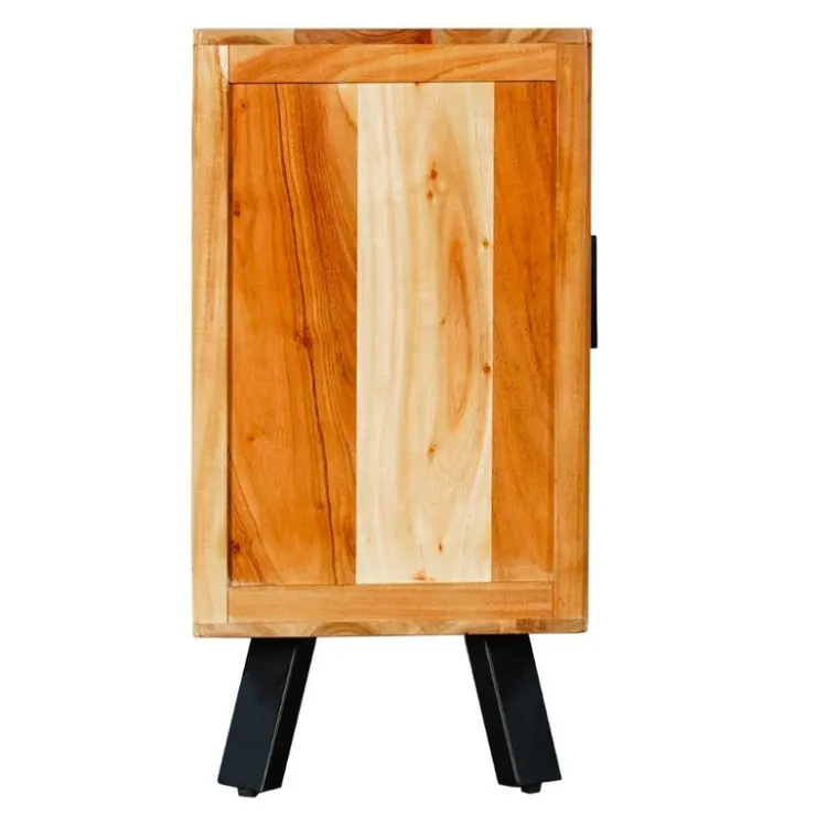 Solid Wood Buffet Acacia natural and black metal Clearance