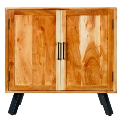 Solid Wood Buffet Acacia natural and black metal Clearance
