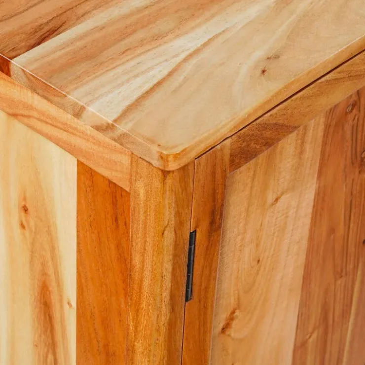 Solid Wood Buffet Acacia natural and black metal Clearance