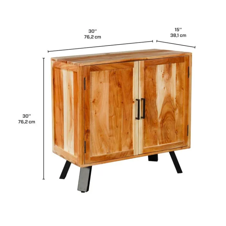 Solid Wood Buffet Acacia natural and black metal Clearance