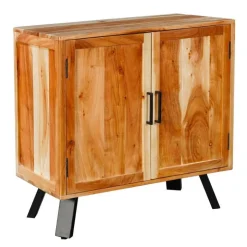 Solid Wood Buffet Acacia natural and black metal Clearance