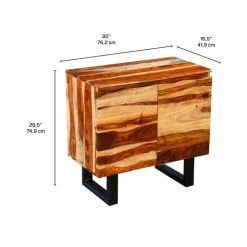 Solid Wood Buffet Natural sheesham and black metal New