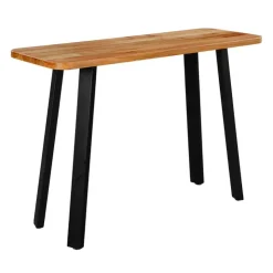 Solid Wood Console Table Acacia natural and black metal New