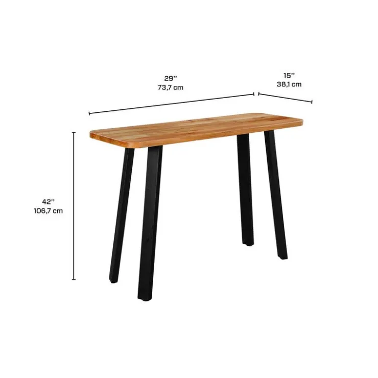 Solid Wood Console Table Acacia natural and black metal New