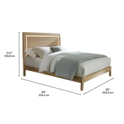Solid Wood King Bed and Headboard with Lights (78'') Natural Discount