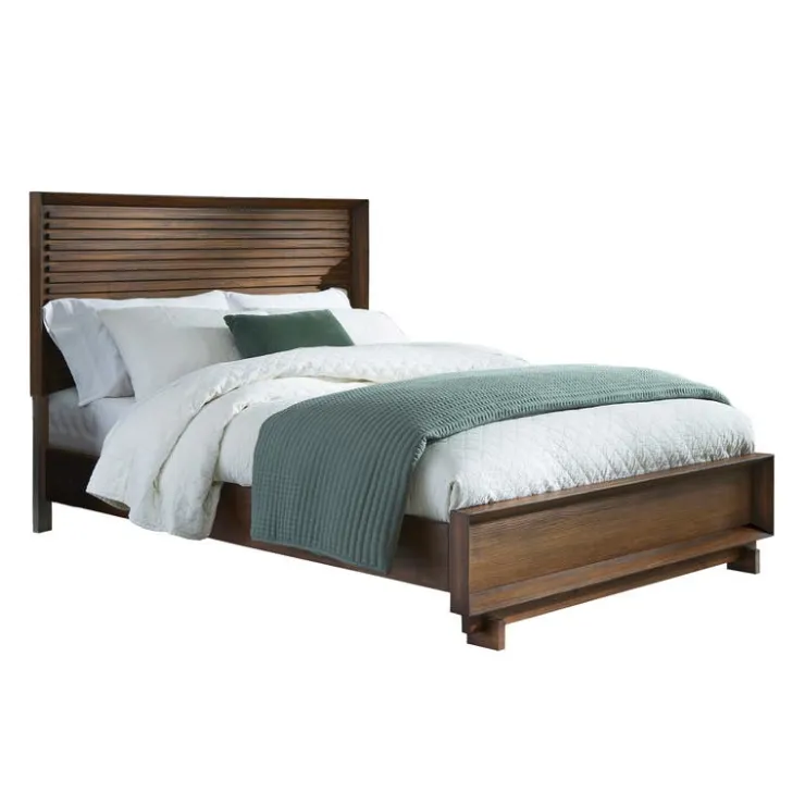 Solid Wood King Bed with Headboard (78'') Brown