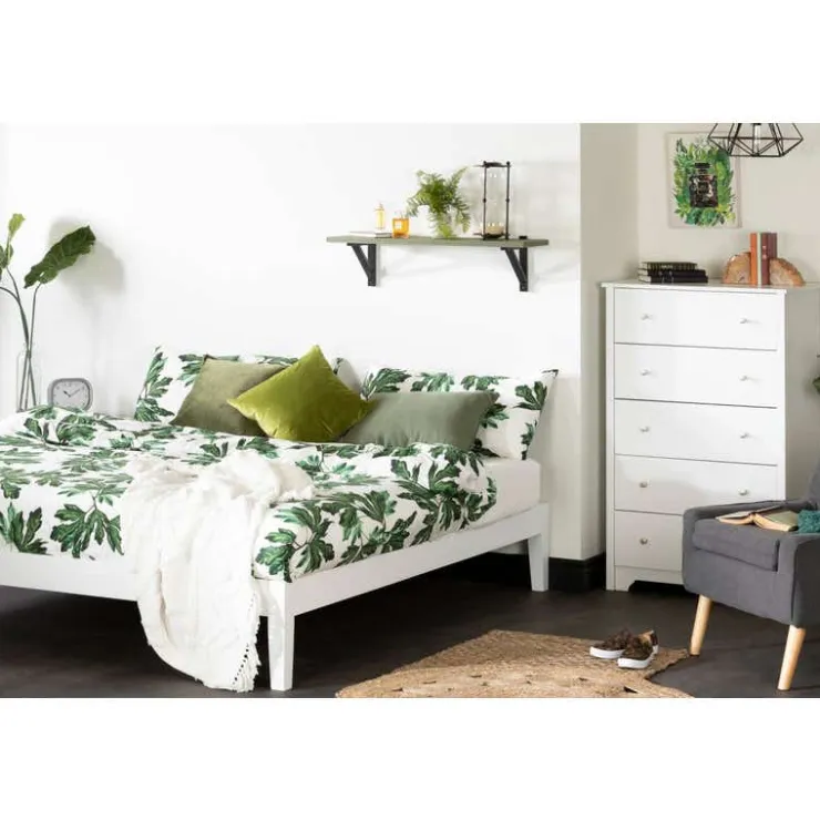 Meubles South Shore Solid Wood King Platform Bed (78") - South Shore White Outlet