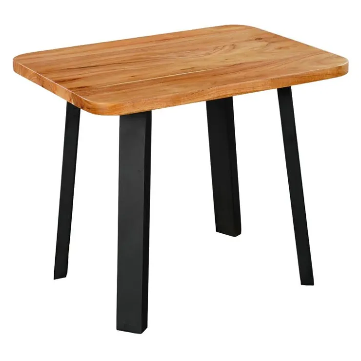 Solid Wood Side Table Acacia natural and black metal Online