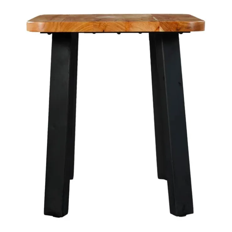 Solid Wood Side Table Acacia natural and black metal Online