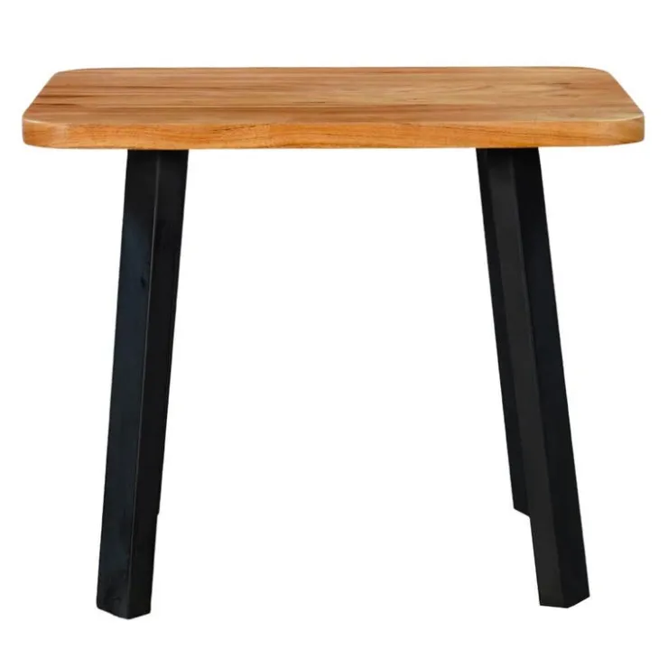 Solid Wood Side Table Acacia natural and black metal Online