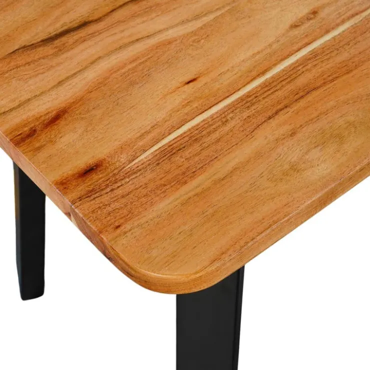 Solid Wood Side Table Acacia natural and black metal Online