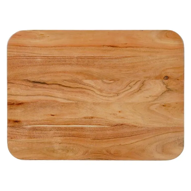 Solid Wood Side Table Acacia natural and black metal Online