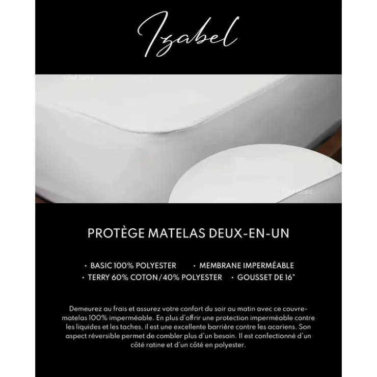 Split-Head Fresh Waterproof and Reversible Mattress Protector - Queen White New