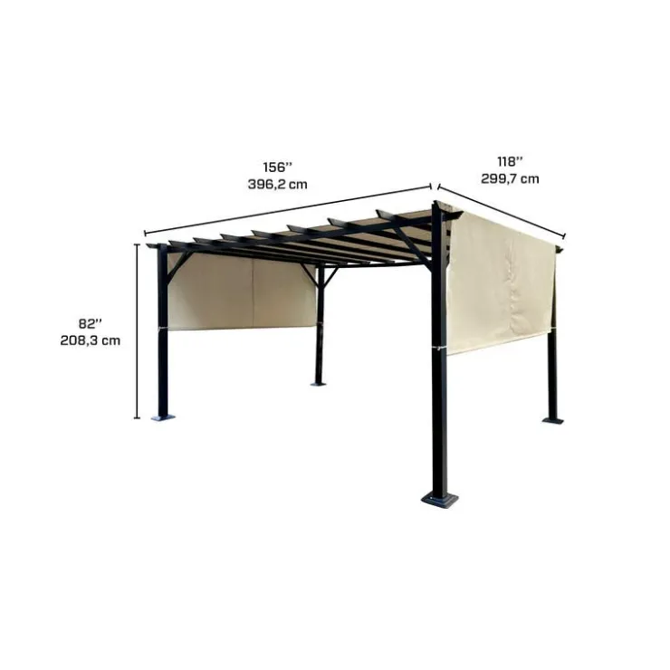 Steel Pergola 10' x 13' - Beige Beige / Black Discount