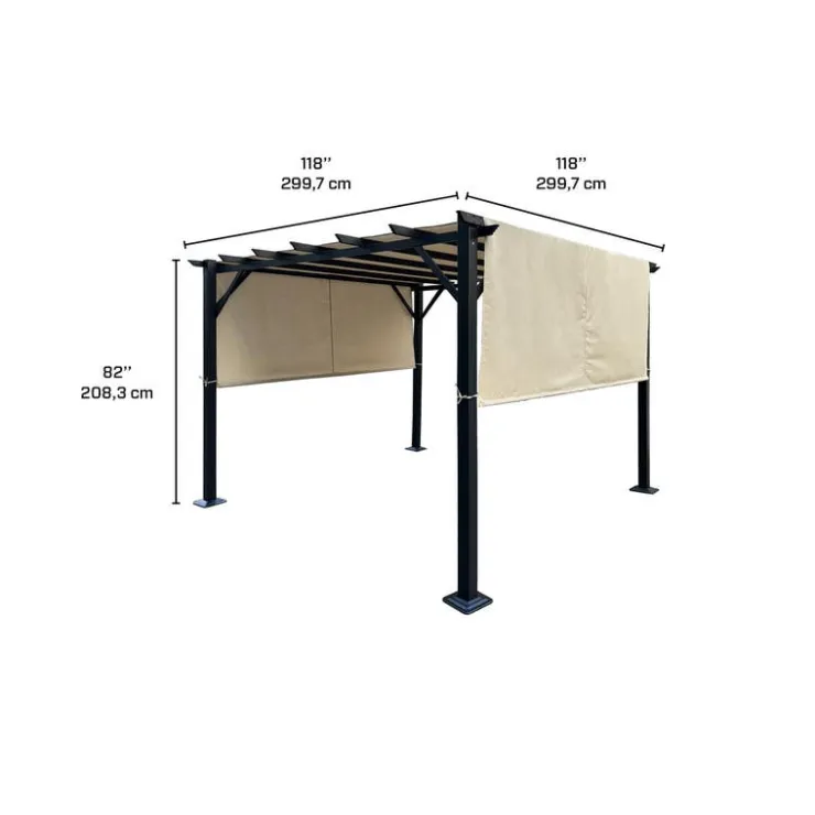 Steel Pergola 10' x 10' - Beige Beige / Black Best
