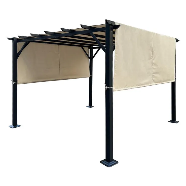 Steel Pergola 10' x 10' - Beige Beige / Black Best