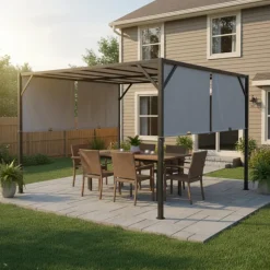 Steel Pergola 10' x 10' - Grey Light Grey / Black Best
