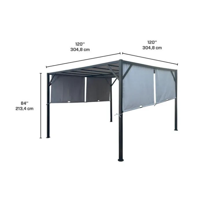 Steel Pergola 10' x 10' - Grey Light Grey / Black Best
