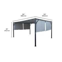Steel Pergola 10' x 13' - Grey Light Grey / Black New